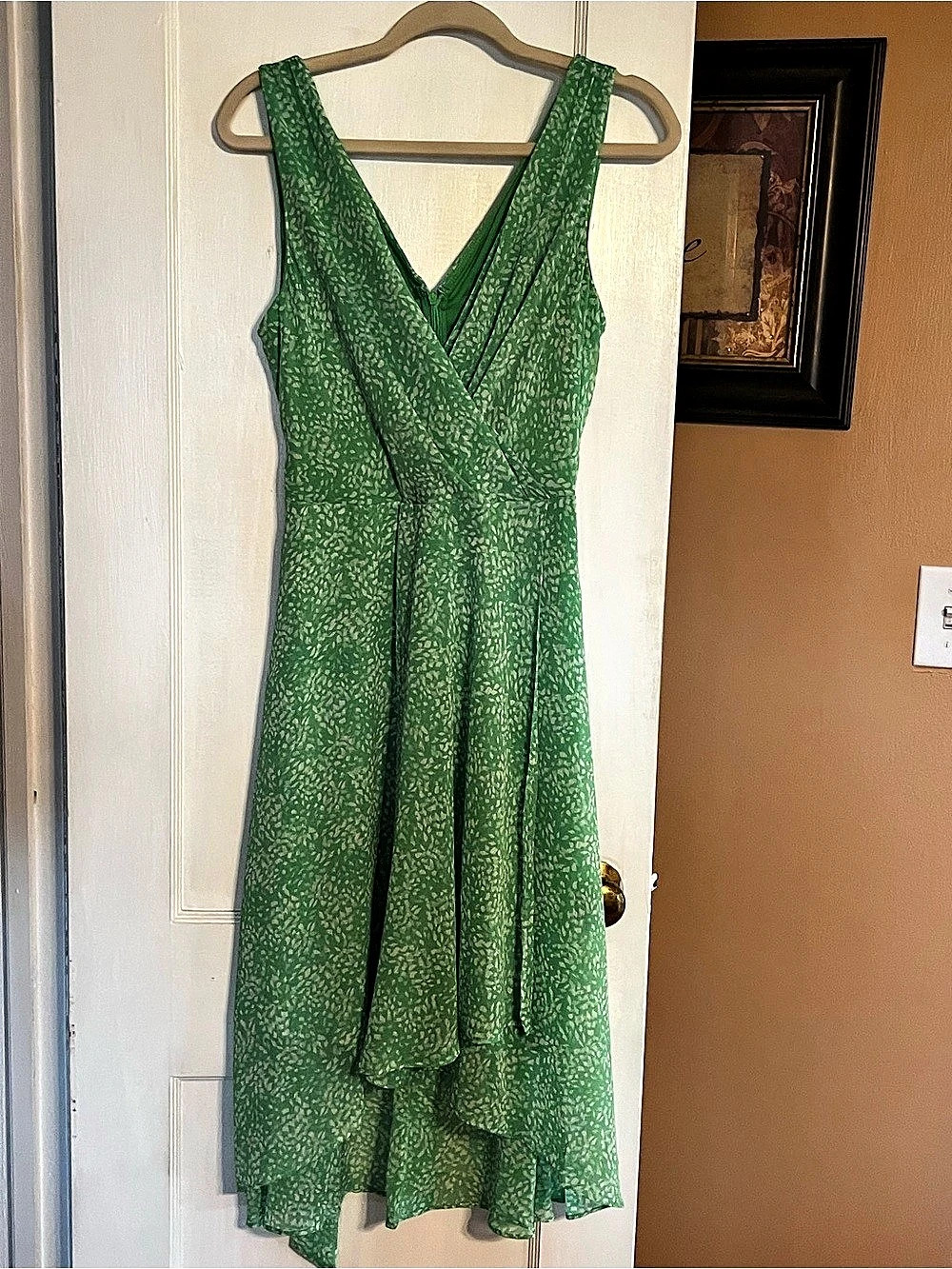 DKNY Green Abstract Midi Dress Size 12 Like New